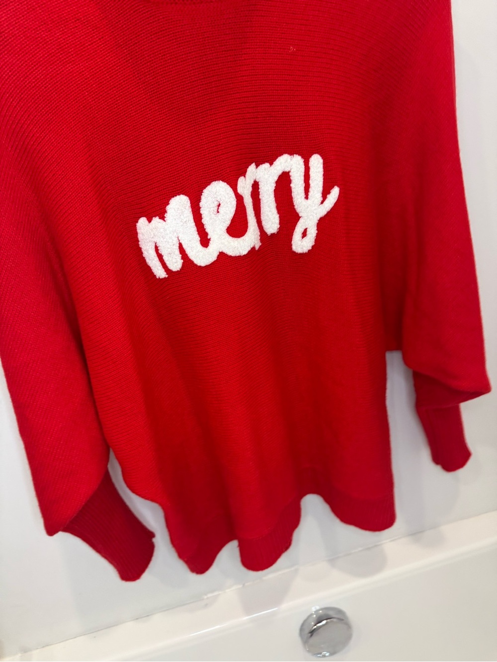 Red 'Merry' Holiday Sweater for Women